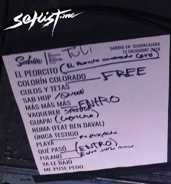 Setlist De Sabino 15 De Diciembre 2018 Bodega Bcwb setlist de sabino 15 de diciembre