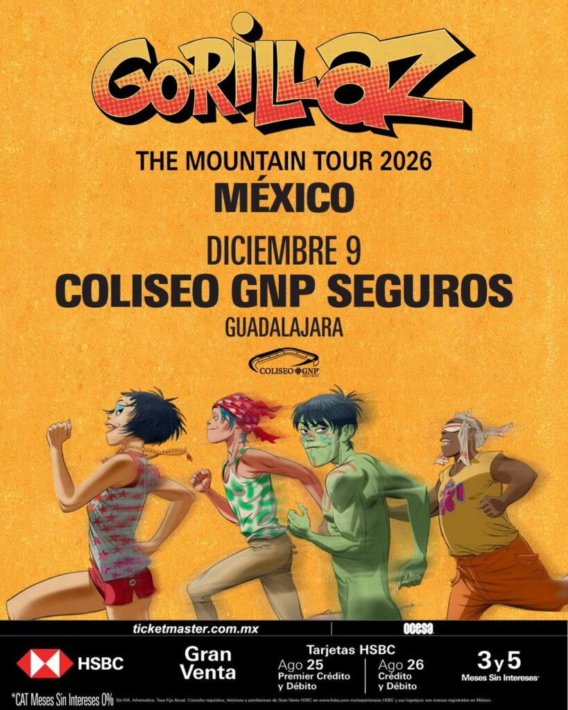 Gorillaz anuncia su primer concierto en Guadalajara para diciembre de 2026