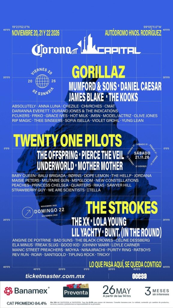 Cartel oficial de Corona Capital 2026 por día