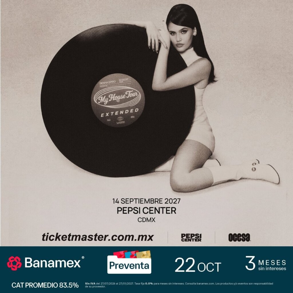 Flyer de Sienna Spiro en México 2027: Pepsi Center WTC, 14 de septiembre